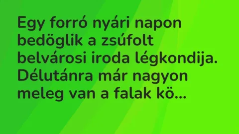 Vicc: Egy forró nyári napon bedöglik a zsúfolt belvárosi iroda légkondija….