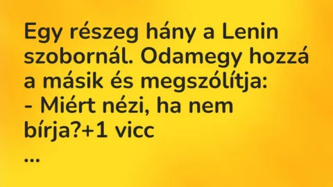 Vicc: Egy részeg hány a Lenin szobornál. Odamegy hozzá a másik és…