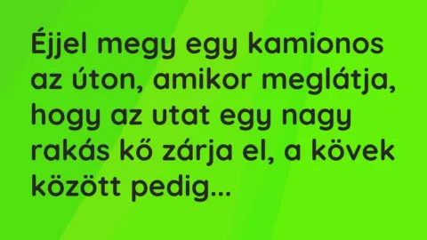 Vicc: Éjjel megy egy kamionos az úton, amikor meglátja, hogy az utat egy… Vicc: Éjjel megy egy kamionos az úton, amikor meglátja, hogy az utat egy…