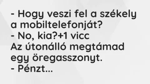 Vicc: – Hogy veszi fel a székely a mobiltelefonját?

– No, kia?