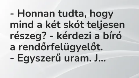 Vicc: – Honnan tudta, hogy mind a két skót teljesen részeg? – kérdezi a bíró…