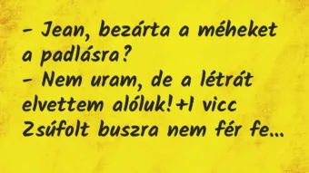 Vicc: – Jean, bezárta a méheket a padlásra?

– Nem uram, de a létrát…