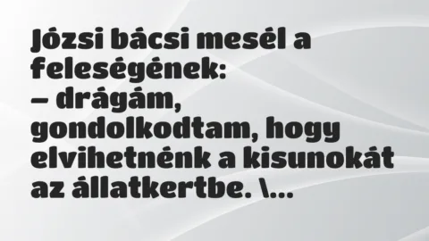Vicc: Józsi bácsi mesél a feleségének: – drágám, gondolkodtam, hogy elvihetnénk a…