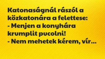 Vicc: Katonaságnál rászól a közkatonára a felettese:

– Menjen a…