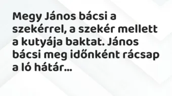 Vicc: Megy János bácsi a szekérrel, a szekér mellett a kutyája baktat. János… Vicc: Megy János bácsi a szekérrel, a szekér mellett a kutyája baktat. János…