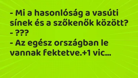 Vicc: – Mi a hasonlóság a vasúti sínek és a szőkenők között?
-… Vicc: – Mi a hasonlóság a vasúti sínek és a szőkenők között?
-…