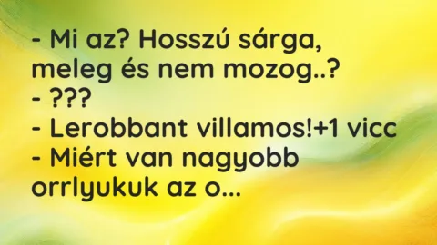 Vicc: – Mi az? Hosszú sárga, meleg és nem mozog..?

– ???

-…