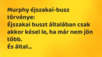 Vicc: Murphy éjszakai-busz törvénye:

Éjszakai buszt általában csak…