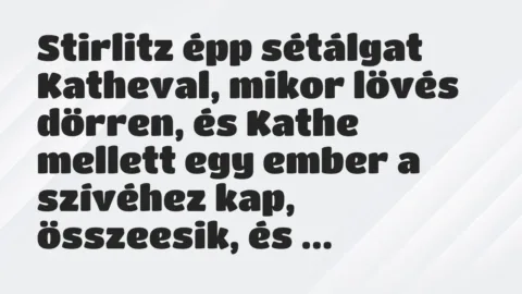 Vicc: Stirlitz épp sétálgat Katheval, mikor lövés dörren, és Kathe mellett…