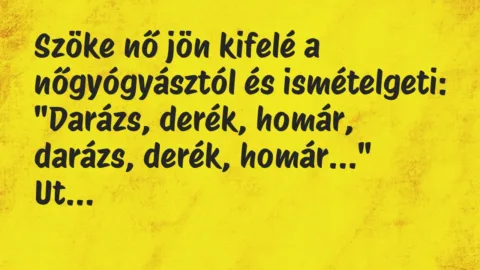 Vicc: Szöke nő jön kifelé a nőgyógyásztól és ismételgeti:

“Darázs,…