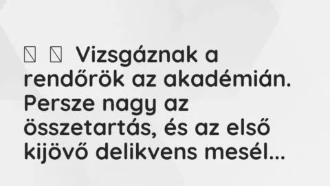 Vicc: 
	    	    Vizsgáznak a rendőrök az akadémián. Persze nagy az…
