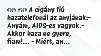 Viccek: 
		  
		  A cigány fiú hazatelefonál az anyjának:-…