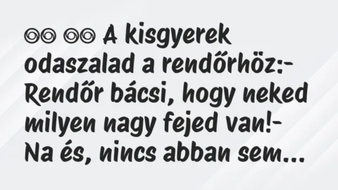 Viccek: 
		  
		  A kisgyerek odaszalad a rendőrhöz:- Rendőr…