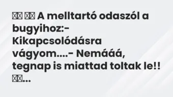 Viccek:
A melltartó odaszól a bugyihoz:-… Viccek:
A melltartó odaszól a bugyihoz:-…