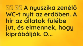 Viccek: 
		  
		  A nyuszika zenélő WC-t nyit az erdőben. A hír az …