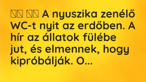 Viccek: 
		  
		  A nyuszika zenélő WC-t nyit az erdőben. A hír az …