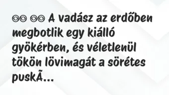 Viccek: 
		  
		  A vadász az erdőben megbotlik egy kiálló…