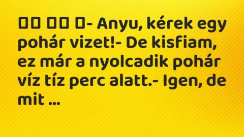 Viccek: 
		  
		  ‎- Anyu, kérek egy pohár vizet!- De kisfiam, …