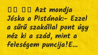 Viccek: 
		  
		  Azt mondja Jóska a Pistának:- Ezzel a sűrű…