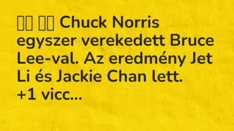 Viccek: 
		  
		  Chuck Norris egyszer verekedett Bruce Lee-val. Az…