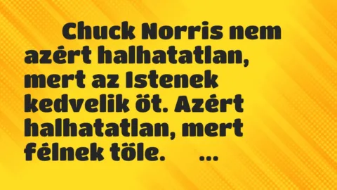 Viccek: 
		  
		  Chuck Norris nem azért halhatatlan, mert az…