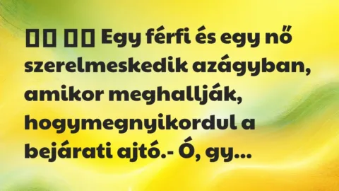 Viccek: 
		  
		  Egy férfi és egy nő szerelmeskedik azágyban, …