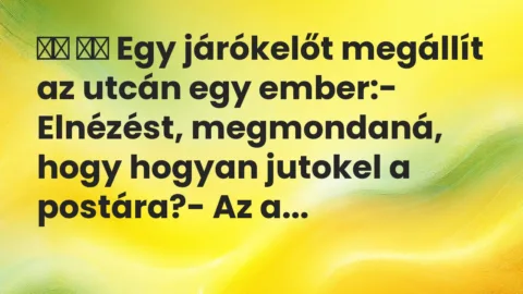 Viccek: 
		  
		  Egy járókelőt megállít az utcán egy ember:-…