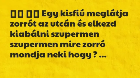 Viccek: 
		  
		  Egy kisfiú meglátja zorrót az utcán és elkezd…