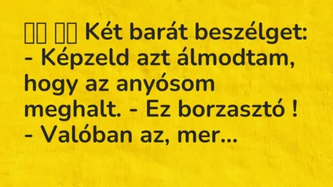 Viccek: 
		  
		  Két barát beszélget: – Képzeld azt álmodtam, hogy…