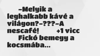 Viccek: 
		  
		  -Melyik a leghalkabb kávé a…