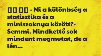 Viccek: 
		  
		  – Mi a különbség a statisztika és a miniszoknya…