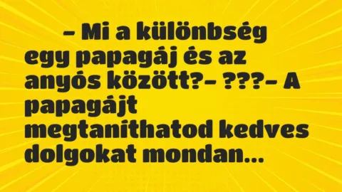 Viccek: 
		  
		  – Mi a különbség egy papagáj és az anyós…