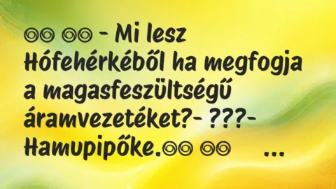 Viccek: 
		  
		  – Mi lesz Hófehérkéből ha megfogja a…