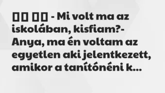 Viccek: 
		  
		  – Mi volt ma az iskolában, kisfiam?- Anya, ma…