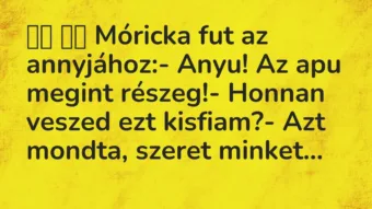 Viccek: 
		  
		  Móricka fut az annyjához:- Anyu! Az apu…