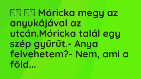 Viccek: 
		  
		  Móricka megy az anyukájával az utcán.Móricka …