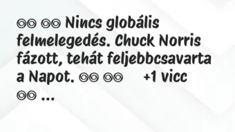 Viccek: 
		  
		  Nincs globális felmelegedés. Chuck Norris fázott,…