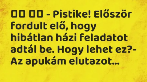 Viccek: 
		  
		  – Pistike! Először fordult elő, hogy hibátlan…