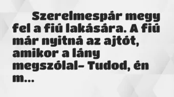 Viccek: 
		  
		  Szerelmespár megy fel a fiú lakására. A fiú már…