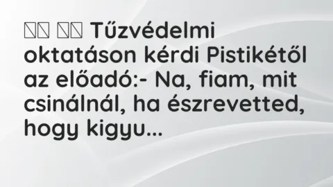 Viccek: 
		  
		  Tűzvédelmi oktatáson kérdi Pistikétől az…