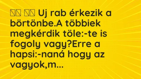 Viccek: 
		  
		  Uj rab érkezik a börtönbe.A többiek megkérdik…