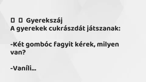 Vicces történet: 
	    	    Gyerekszáj


A gyerekek cukrászdát…