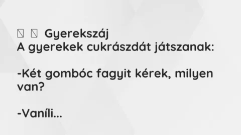 Vicces történet: 
	    	    Gyerekszáj


A gyerekek cukrászdát…