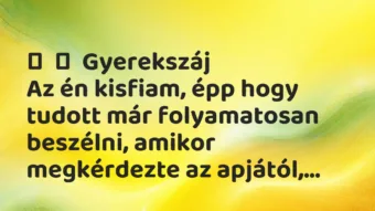 Vicces történet: 
	    	    Gyerekszáj


Az én kisfiam, épp hogy tudott már…