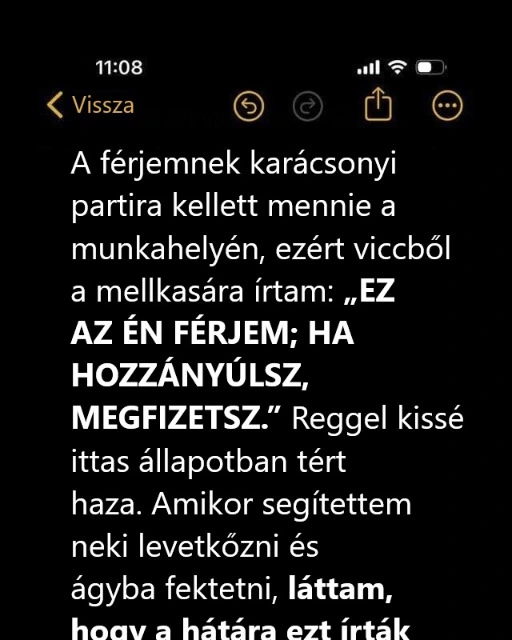 A férjem mellkasára írt üzenetből döbbenetes felismerés lett