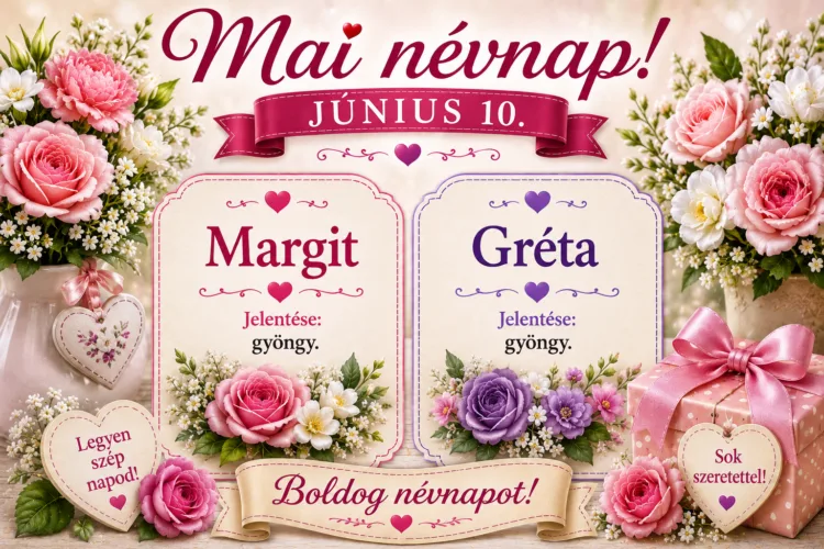 Mai névnap – június 10. Margit és Gréta Mai névnap – június 10.: Margit és Gréta