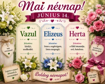Mai névnap – június 14.: Vazul, Elizeus és Herta