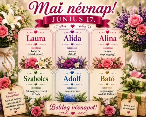 Mai névnap – június 17.: Laura, Alida, Alina, Szabolcs, Adolf és Bató