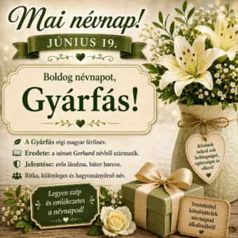 Mai névnap – június 19.: Gyárfás