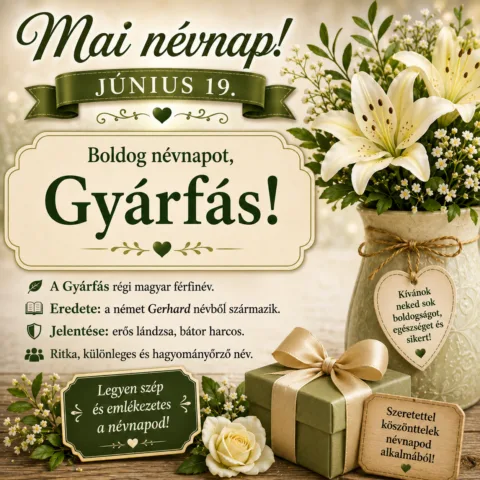Mai névnap – június 19.: Gyárfás